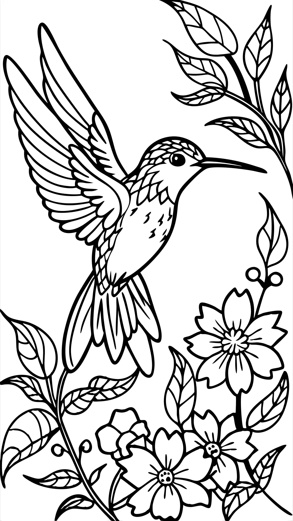 páginas para colorear de colibrí